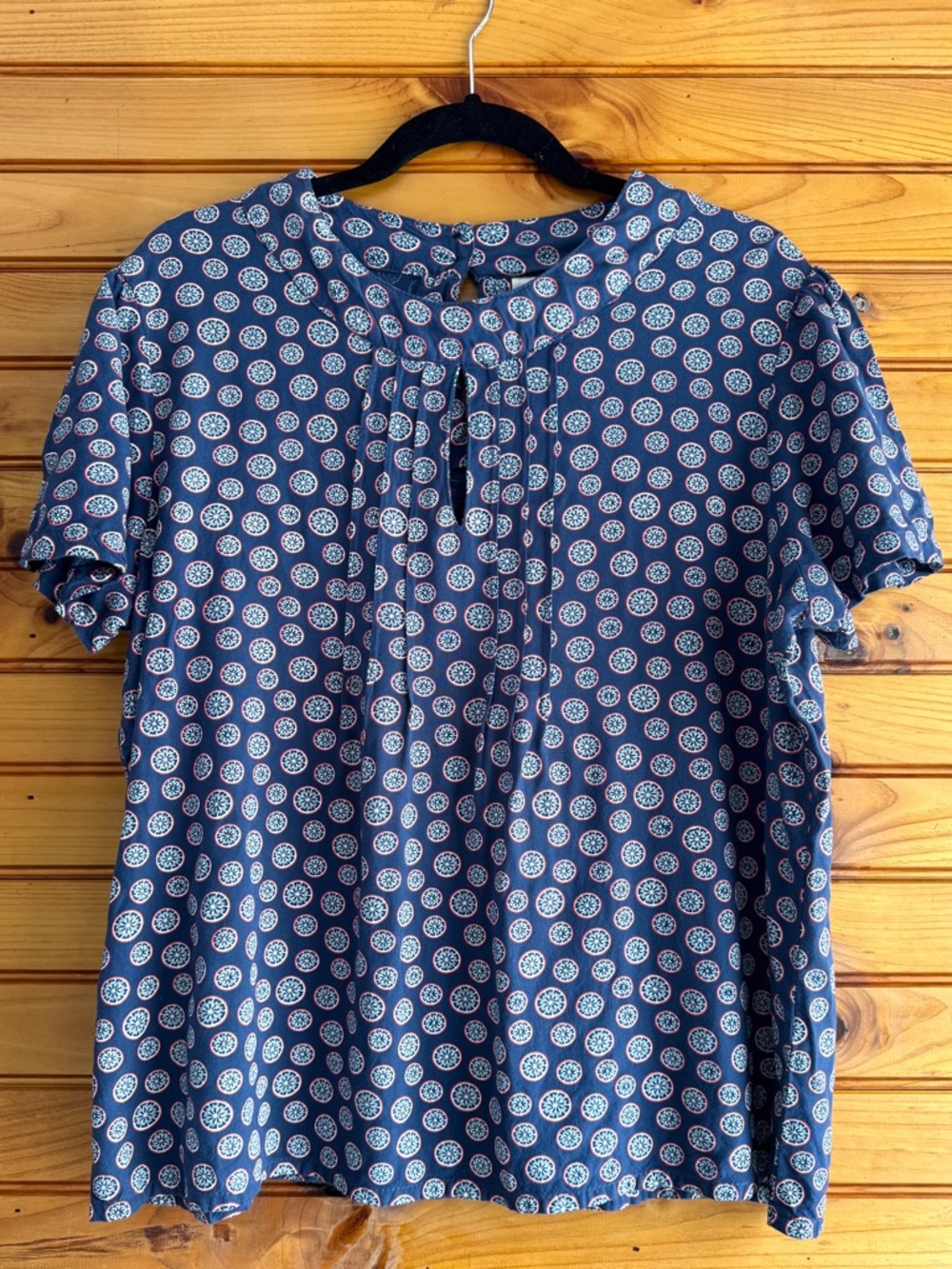 Circus Mediterranean Boho Peasant Top Blue Print Flutter Sleeve Pintuck XL UK 20